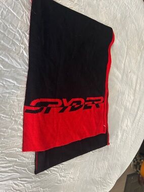 Spyder Black and Red Logo Knit Scarf